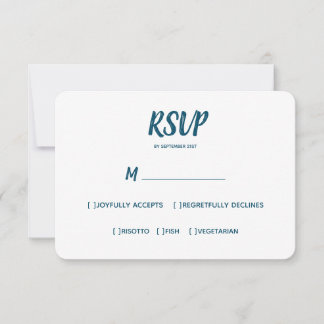 Opção de RSVP de Média de Casamento Azul de Cor Mí