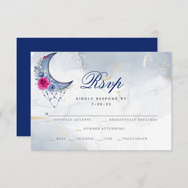 Opção de RSVP | Lava Aquarela Personalizada De mar (Frente/Verso)