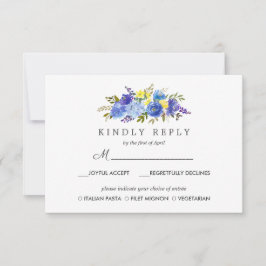 Opção RSVP de REFEIÇÃO de Casamento Floral Amarelo