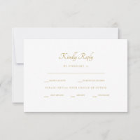 Opções de Jantar RSVP com Haste de Aquarela Dourad