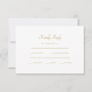 Opções de Jantar RSVP com Haste de Aquarela Dourad