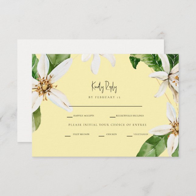 Opções de Janto Floral Branco Amarelo RSVP (Frente/Verso)