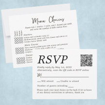 Opções de Menu de RSVP de Casamento Elegante para 
