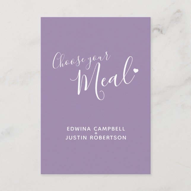 Opções de refeição de opção de menu texto de scrip (Frente)