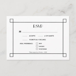 Opções de refeição RSVP de Casamento de Quadro Neg