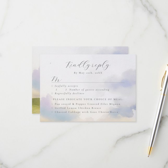 opções de refeição RSVP w de nuvens de paisagem de (Frente/Verso In Situ)