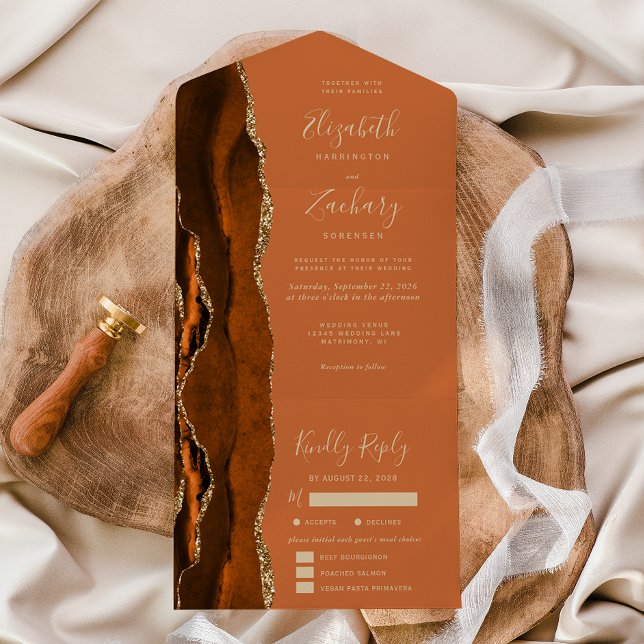 Opções de Refeição Rust Gold Ágata Casamento (Criador carregado)