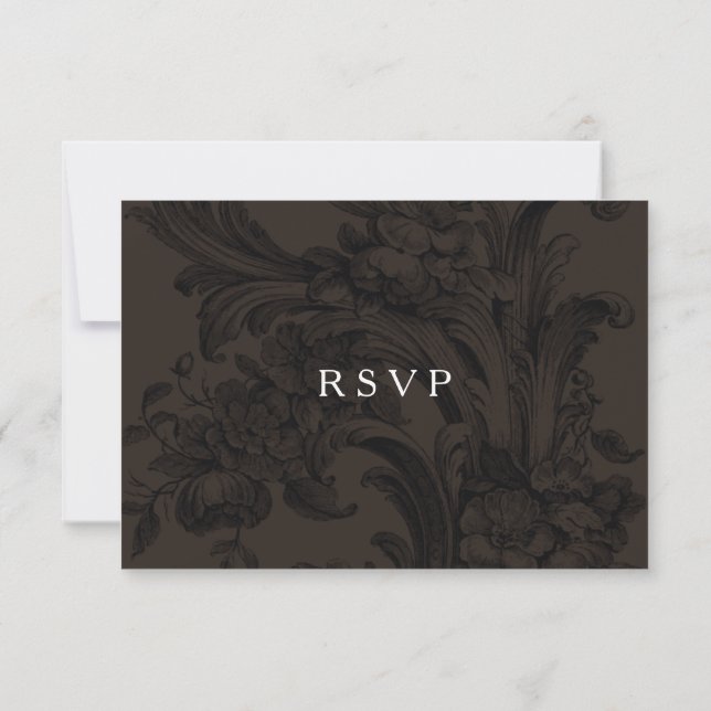 Opções de refeições de RSVP w decorativo marrom vi (Verso)