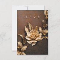 Opções de refeições RSVP de folhagem de ouro decor