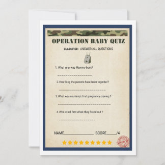 Operação de Chuveiro de Bebê Militar Questionário