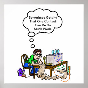 Operador de radioamador que faz um poster longo do