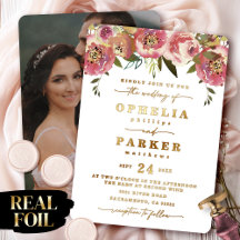 Ophelia Floral Foto de Noivado Casamento Ouro Real