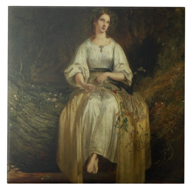 Ophelia que tece suas festões, 1842 (óleo no (Frente)