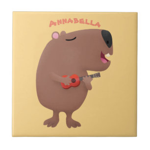 Óptica desenho animado de capybara ukulele