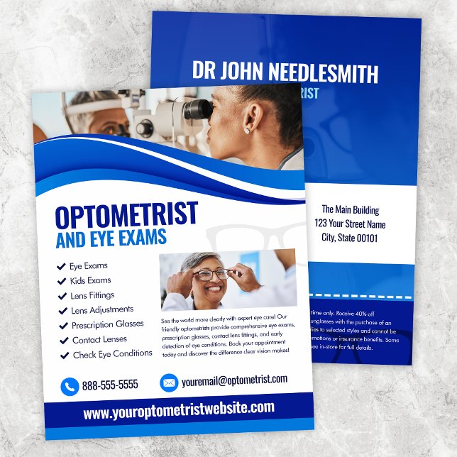 Optometrist Eye Exam Flyer Template (Criador carregado)