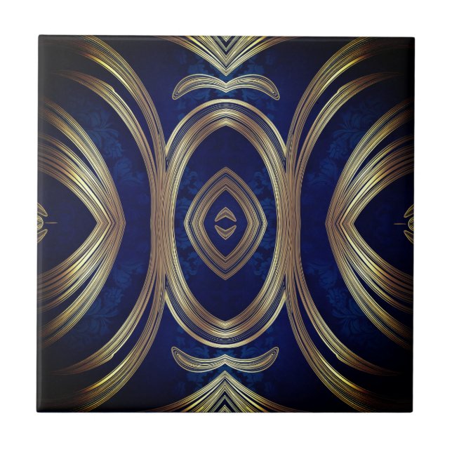 Opulent Gold Symmetry on Deep Blue (Frente)