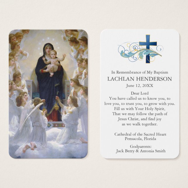 Oração Batismo | Virgem e Anjos (Frente & Verso)