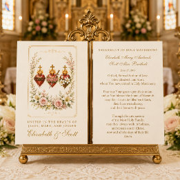 Oração Católica de Casamento Três Corações Floral