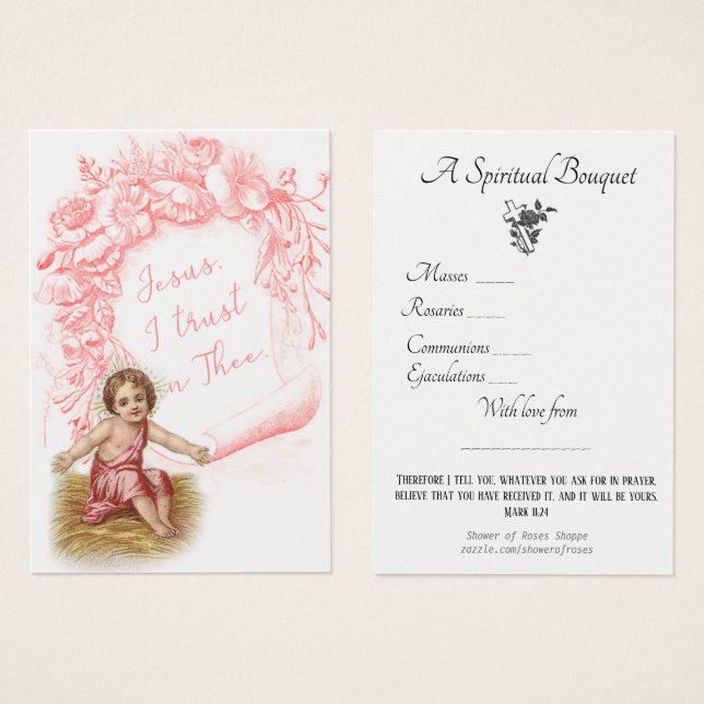 Oração de Buquê espiritual religiosa Santa (Frente & Verso)