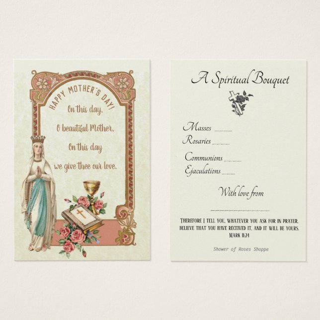 Oração de Buquê espiritual religiosa Santa (Frente & Verso)