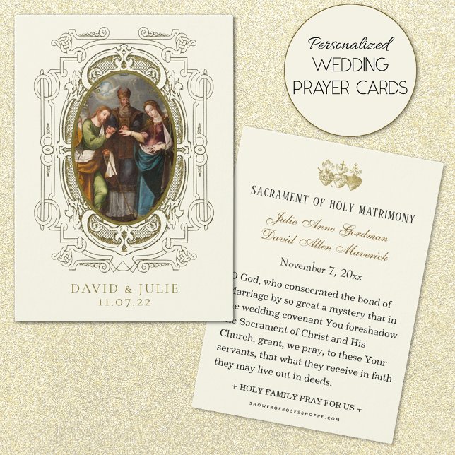 Oração de Casamento Católico Santa Carteira Betrot (Personalized Catholic Wedding Prayer Cards)