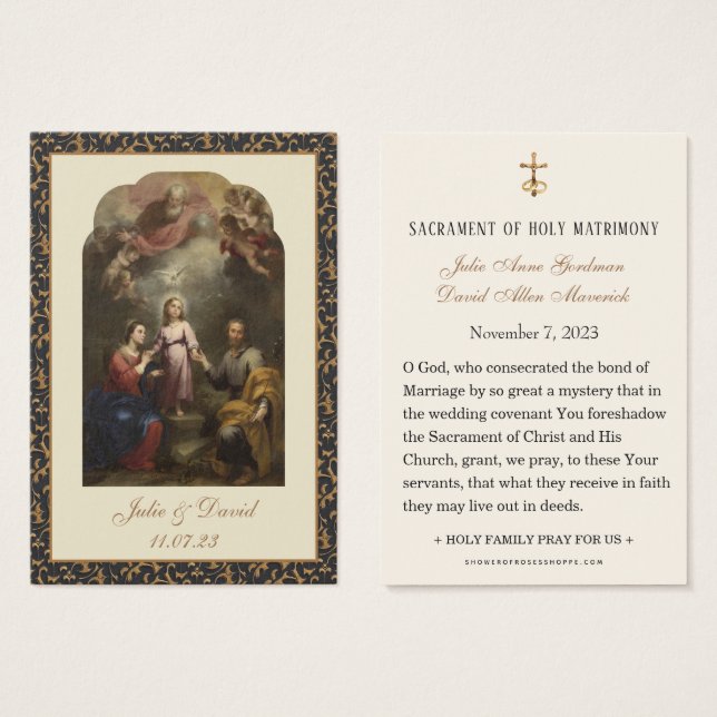 Oração de Casamento Católico Santa Família (Frente & Verso)