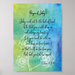 Oração De Jabez Watercolor Com Dandelions Poster