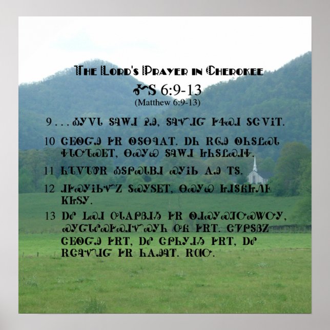Oração do Senhor em Cherokee Characters Poster (Frente)
