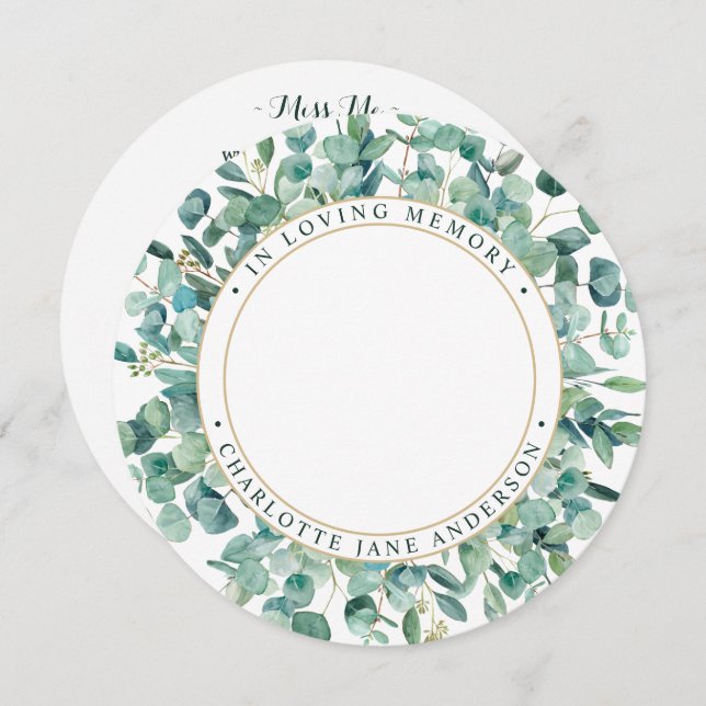 Oração Funeral Memorial Cartão Eucalyptus Greenery (Frente/Verso)