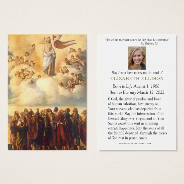 Oração Funerária Católica Memorial Jesus (Frente & Verso)