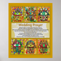 Oração Judaica de Casamento Ouro Hamsa Poster