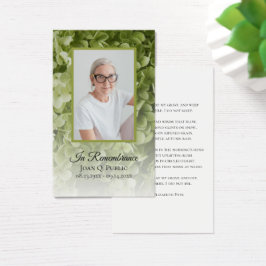 Oração Memorial Floral do Funeral Verde Hydrangea