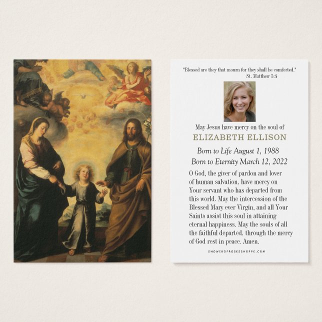 Oração Memorial Funerária Católica Jesus Maria Jos (Frente & Verso)