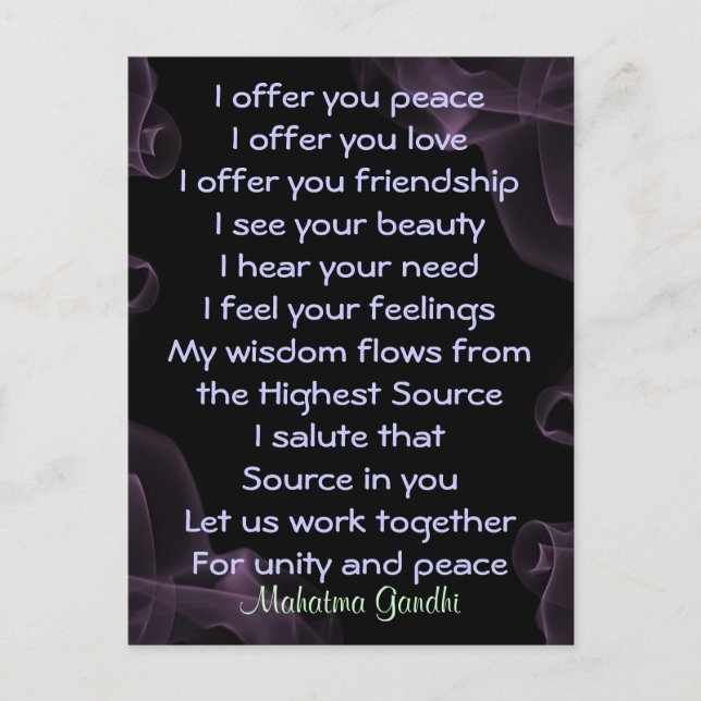 oração pelo cartão postal da paz (Frente)