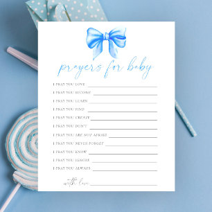 orações de baby shower de bebê com laço azul