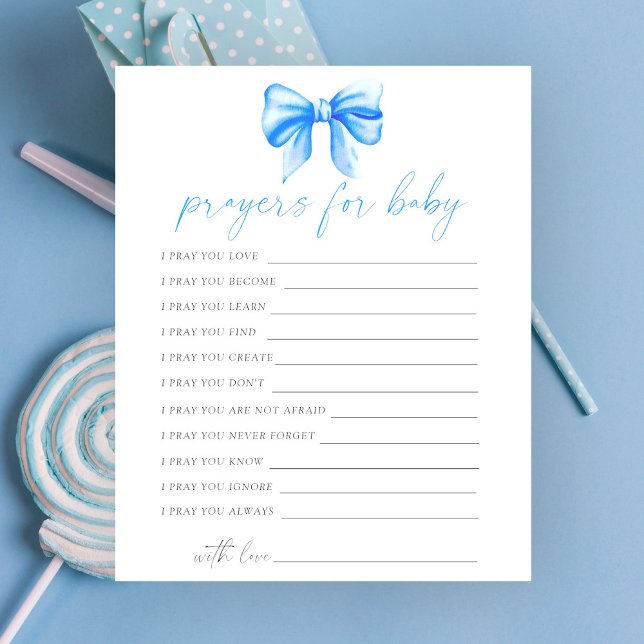 orações de baby shower de bebê com laço azul (Criador carregado)