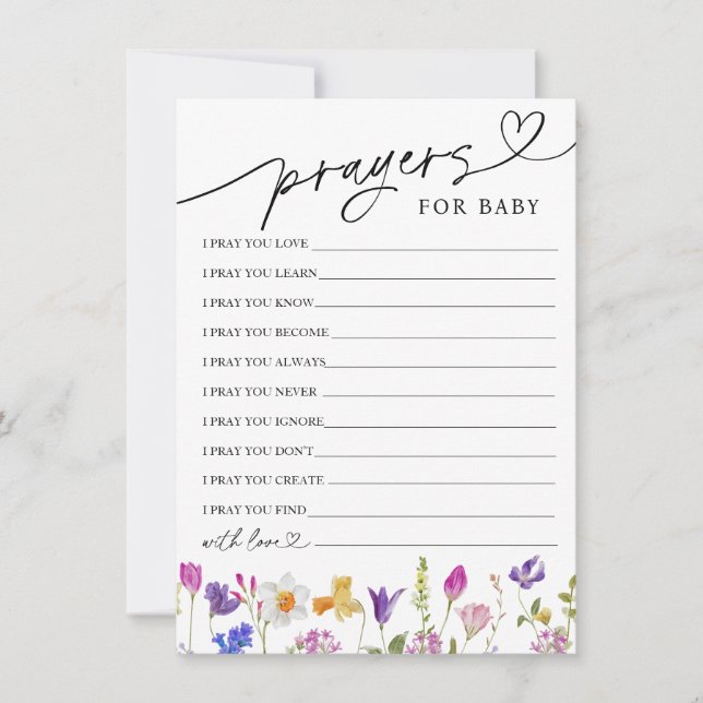 Orações de flor selvagem e desejos para o cartão d (Frente)