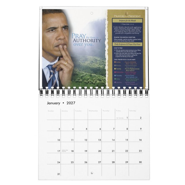 Orações para o presidente Calendário (Jan 2027)