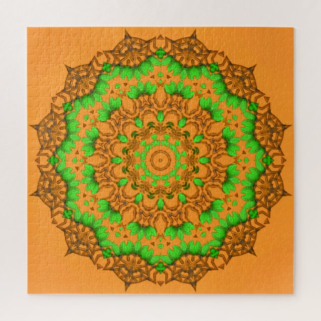 Orange 3D Art Mandala Jigsera Quebra-cabeça (Vertical)