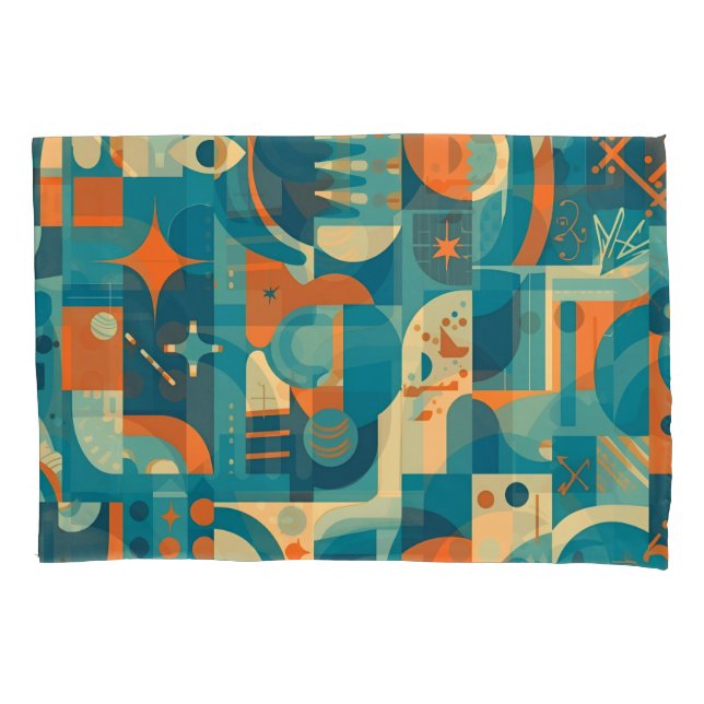 Orange and Teal Geometric Abstract (Frente)