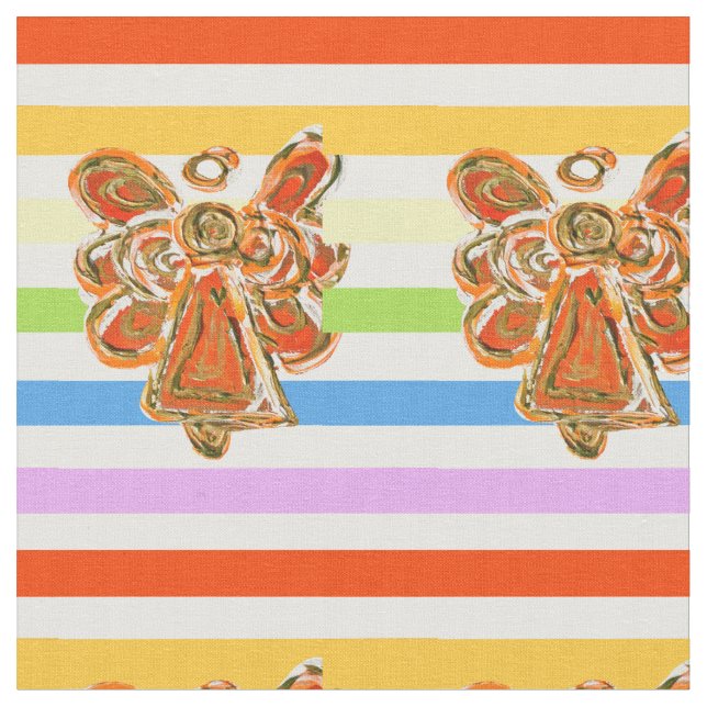 Orange Angel Rainbow Stribow Tecido Art Material (Detalhe)