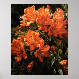 Orange Azalea Flowers Art Impressão Poster