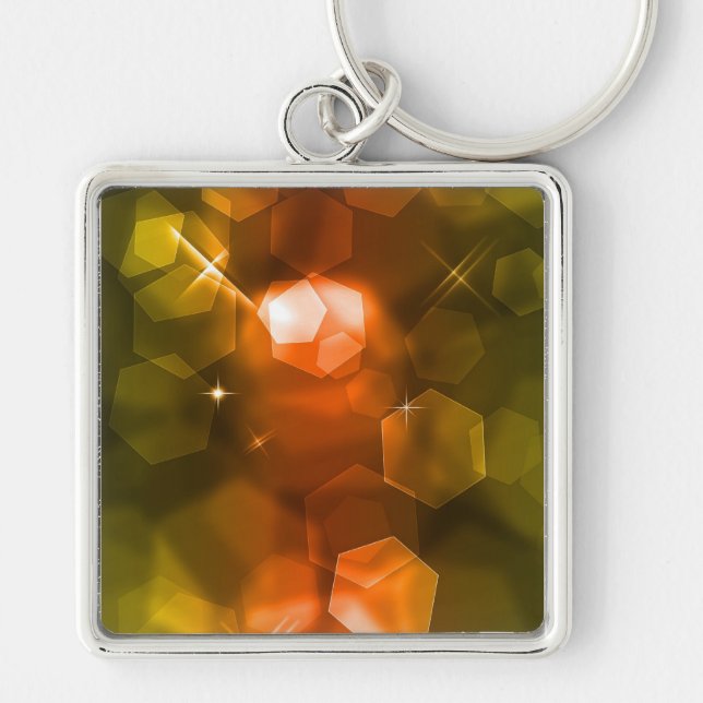 Orange Bokeh Design 1: Abstrato Ar Chaveiro (Frente)