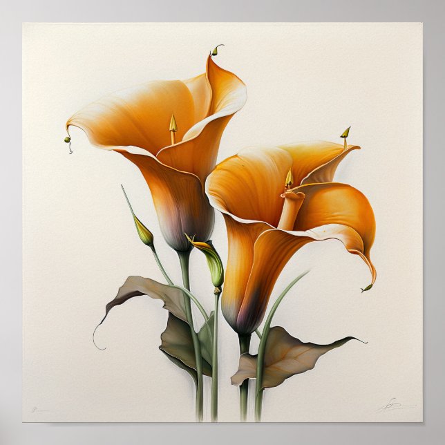 Orange Calla Lily Flower Art Impressão (Frente)