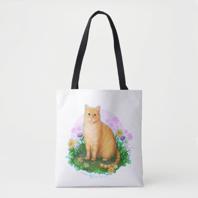 Orange Cat in the Flower Patch Tote Bag (Frente)