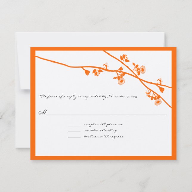 Orange Coral Wild Flower Branches RSVP (Verso)