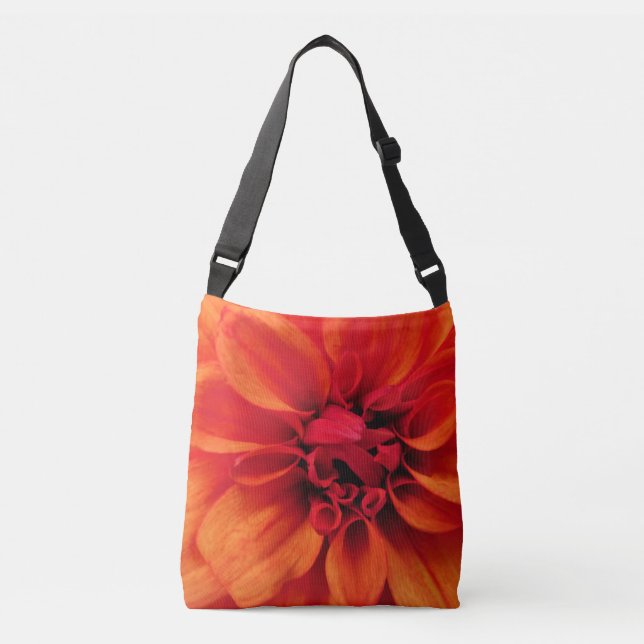Orange Dahlia Cross-Body Tote Bag (Frente)