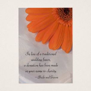 Orange Daisy e Satin Weding Charity Favor Card