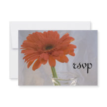 Orange Daisy no Vase Wedding RSVP Response Card