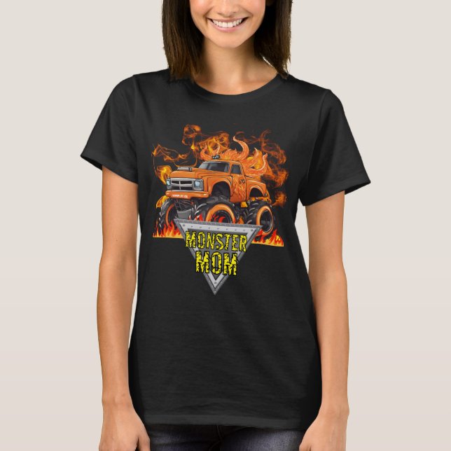 Orange Flames Monster Mãe Camisa de Mulher (Frente)